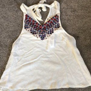 Flowy White Top With Colowful Embroidery